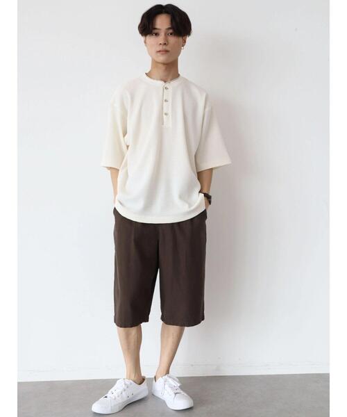 CRAFT STANDARD BOUTIQUE（クラフトスタンダードブティック）の「ワッフルヘンリーネックBIGプルオーバー　＊（Tシャツ/カットソー・メンズ・ブラック/アイボリー/カーキ・LL/M/L）」の5枚目の写真