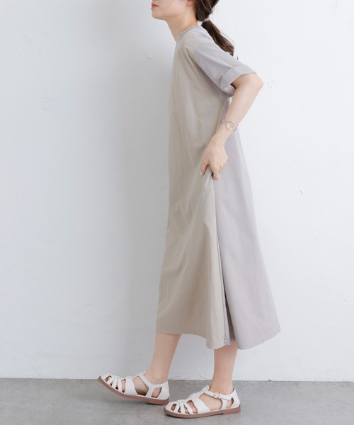 PUAL CE CIN（ピュアルセシン）の「【Du noir】前後異素材ワンピース（ワンピース・レディース・サックスブルー/ベージュ/ブラック・FREE）」の3枚目の写真