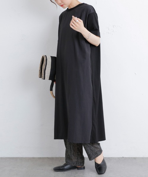 PUAL CE CIN（ピュアルセシン）の「【Du noir】前後異素材ワンピース（ワンピース・レディース・サックスブルー/ベージュ/ブラック・FREE）」の2枚目の写真