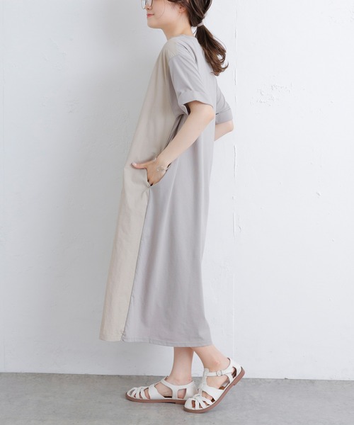 PUAL CE CIN（ピュアルセシン）の「【Du noir】前後異素材ワンピース（ワンピース・レディース・サックスブルー/ベージュ/ブラック・FREE）」の5枚目の写真