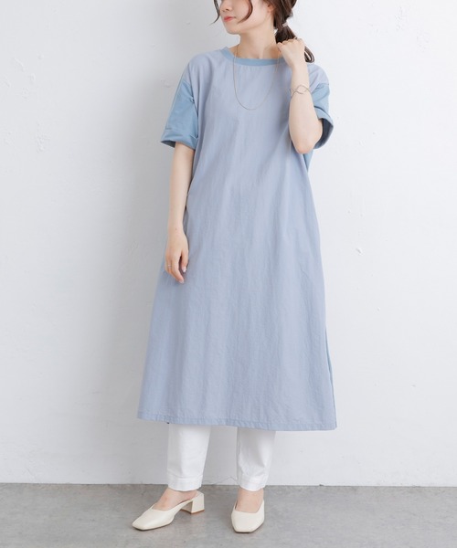 PUAL CE CIN（ピュアルセシン）の「【Du noir】前後異素材ワンピース（ワンピース・レディース・サックスブルー/ベージュ/ブラック・FREE）」の8枚目の写真