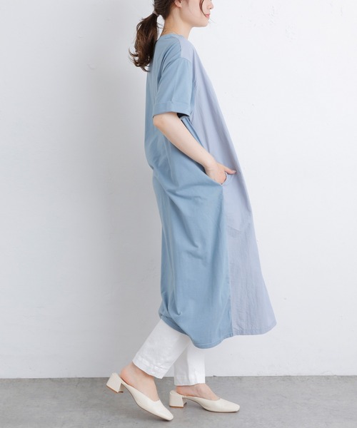 PUAL CE CIN（ピュアルセシン）の「【Du noir】前後異素材ワンピース（ワンピース・レディース・サックスブルー/ベージュ/ブラック・FREE）」の9枚目の写真