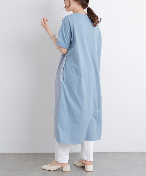 PUAL CE CIN（ピュアルセシン）の「【Du noir】前後異素材ワンピース（ワンピース・レディース・サックスブルー/ベージュ/ブラック・FREE）」の10枚目の写真