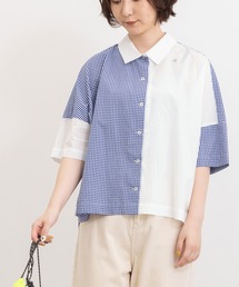 異素材づかい半袖ワイドシャツ