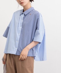 異素材づかい半袖ワイドシャツ