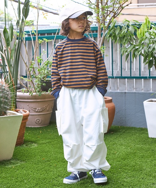 PAIRMANON STREET（ペアマノンストリート）の「【PAIRMANON STREET】マルチボーダーリブ付き長袖 Tシャツ（Tシャツ/カットソー・キッズ・ライトブルー/ブラウン系その他/グリーン系その他/ブルー系その他/イエロー系その他/バーガンディー/オレンジ系その他/ベージュ系その他2/グリーン系その他2/ブルー系その他2/ブルー系その他3/ブルー系その他4/ブラック×ホワイト/パープル系その他/ホワイト系その他/グレー系その他/グリーン系その他3・90/100/110/120/130/140/150）」の22枚目の写真