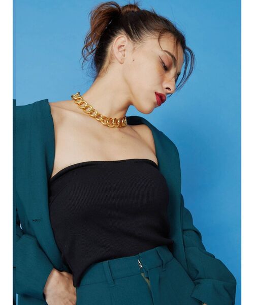 EVRIS（エヴリス）の「パットインベアトップ（チューブトップ・レディース・ホワイト/ブラック/レッド・FREE）」の3枚目の写真