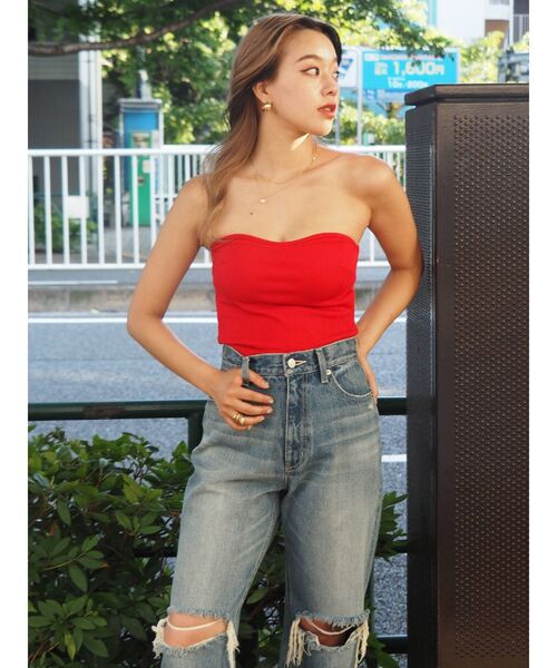 EVRIS（エヴリス）の「パットインベアトップ（チューブトップ・レディース・ホワイト/ブラック/レッド・FREE）」の15枚目の写真