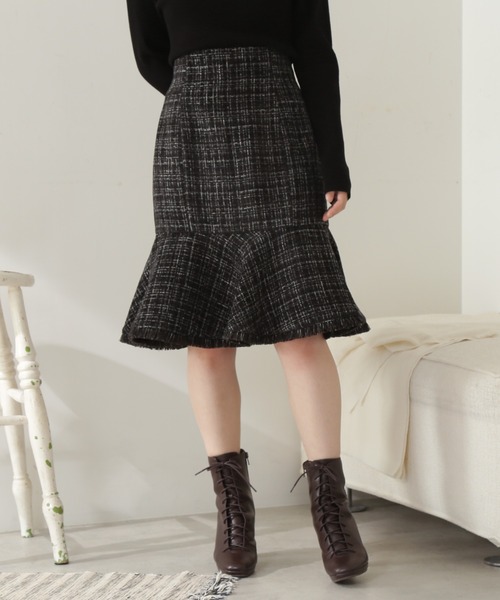 JILL by JILL STUART(ジルバイジルスチュアート)の「◇モールツイード スカート(スカート・レディース・ブラック/ベージュ系その他・SMALL/MEDIUM)」の2枚目の写真