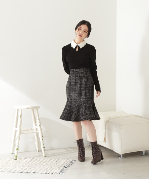 JILL by JILL STUART(ジルバイジルスチュアート)の「◇モールツイード スカート(スカート・レディース・ブラック/ベージュ系その他・SMALL/MEDIUM)」の3枚目の写真