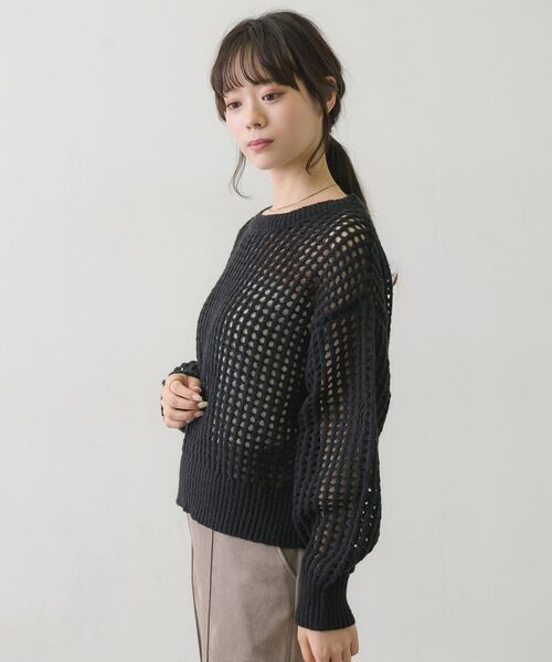 RETRO GIRL（レトロガール）の「カラーメッシュニットPO（ニット/セーター・レディース・ブラック/オフホワイト/イエロー/ブルー・FREE）」の22枚目の写真