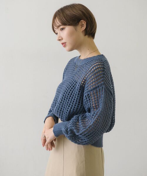 RETRO GIRL（レトロガール）の「カラーメッシュニットPO（ニット/セーター・レディース・ブラック/オフホワイト/イエロー/ブルー・FREE）」の12枚目の写真