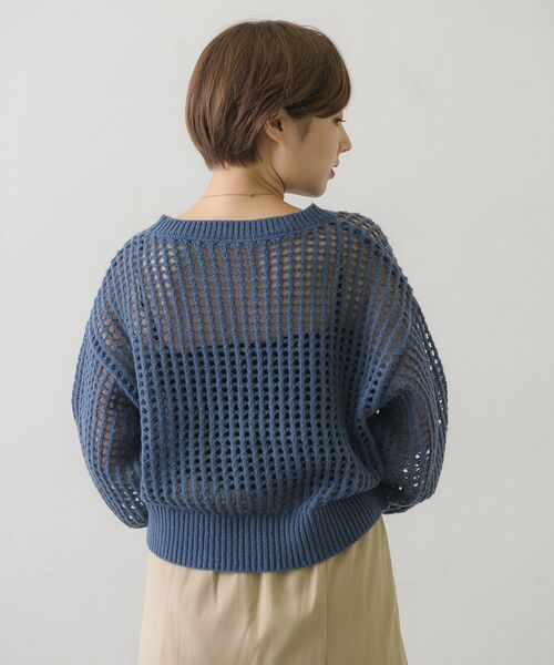 RETRO GIRL（レトロガール）の「カラーメッシュニットPO（ニット/セーター・レディース・ブラック/オフホワイト/イエロー/ブルー・FREE）」の13枚目の写真