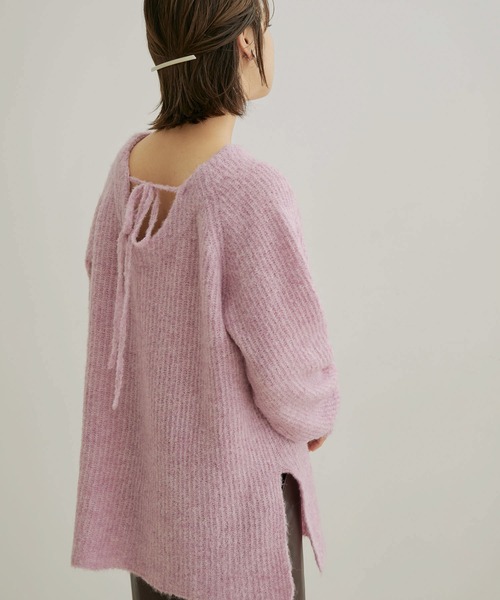 バックリボンルーズニット