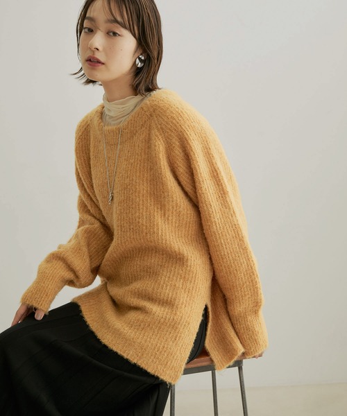 バックリボンルーズニット