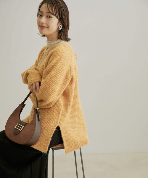 バックリボンルーズニット