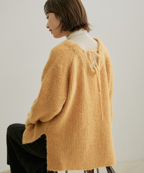 バックリボンルーズニット