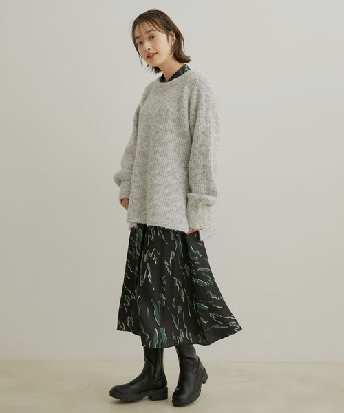 バックリボンルーズニット