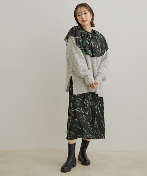 バックリボンルーズニット