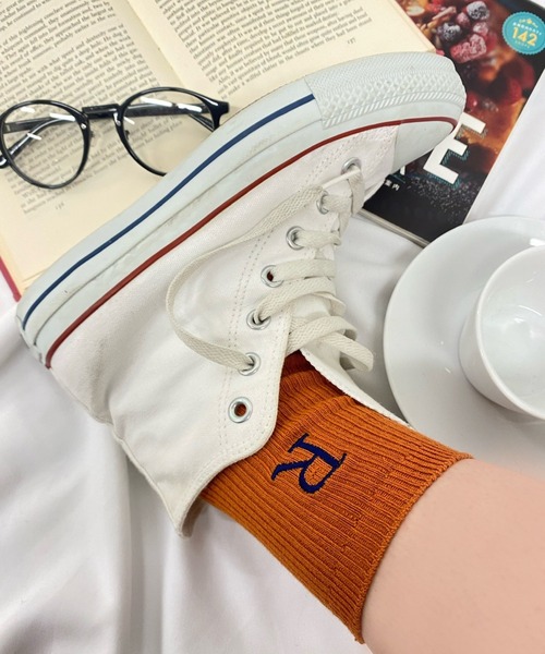 WEGO(ウィゴー)の「WEGO/ワンポイント刺繍リブソックス(ソックス/靴下・レディース・ホワイト/ピンク/イエロー/オレンジ/ブルー・FREE)」の5枚目の写真