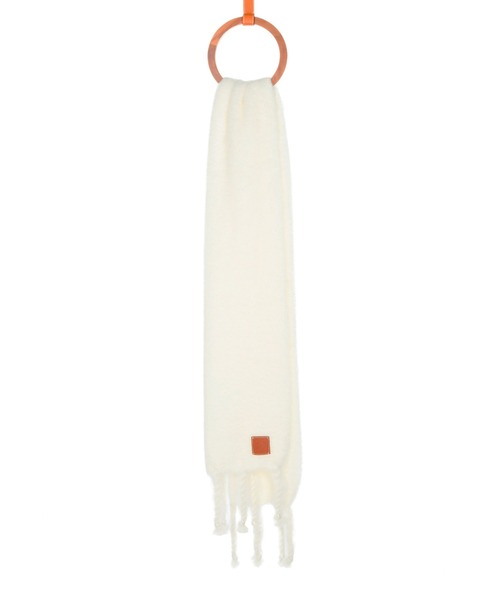LOEWE（ロエベ）の「スカーフ (モヘア&ウール)（マフラー・レディース・ホワイト/オリーブ・ONE SIZE）」の2枚目の写真