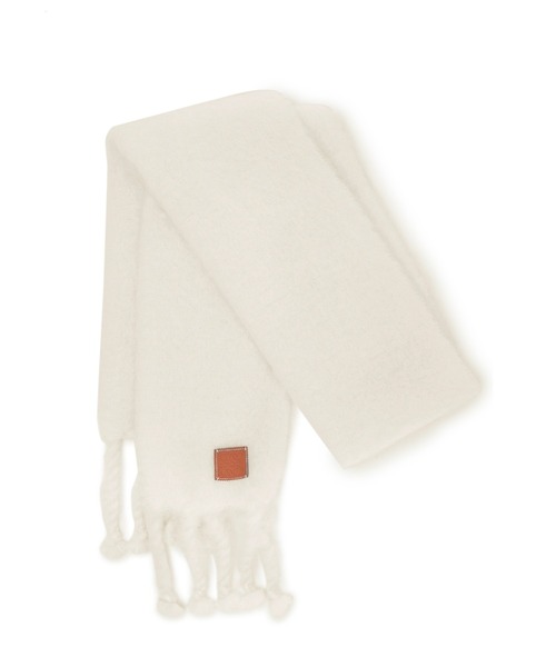 LOEWE（ロエベ）の「スカーフ (モヘア&ウール)（マフラー・レディース・ホワイト/オリーブ・ONE SIZE）」の8枚目の写真