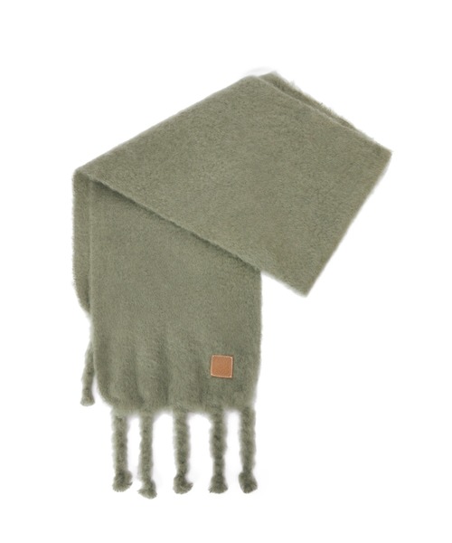 LOEWE（ロエベ）の「スカーフ (モヘア&ウール)（マフラー・レディース・ホワイト/オリーブ・ONE SIZE）」の6枚目の写真