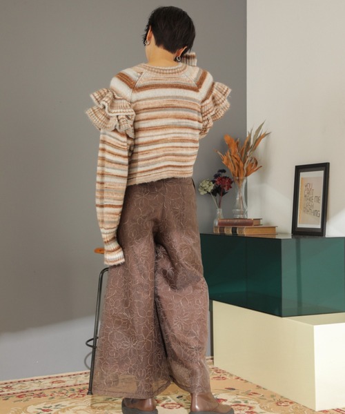 mag.by c（マグバイシー）の「(mag.by c)マルチボーダークロップドカーデ（カーディガン/ボレロ・レディース・ベージュ/ピンク・ONE SIZE）」の3枚目の写真