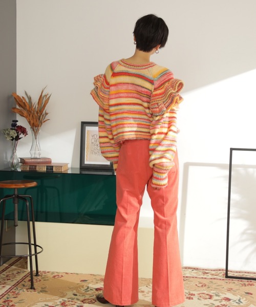 mag.by c（マグバイシー）の「(mag.by c)マルチボーダークロップドカーデ（カーディガン/ボレロ・レディース・ベージュ/ピンク・ONE SIZE）」の7枚目の写真