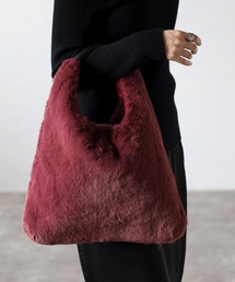 【グッシオベーシック】フェイクファー トライアングルトートバッグ