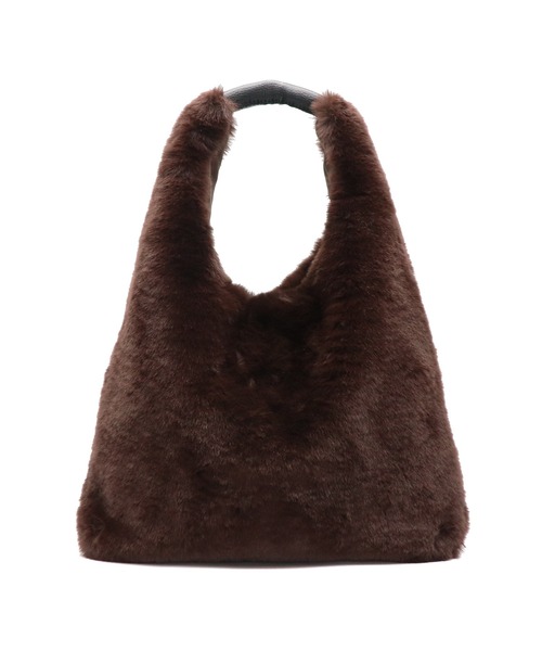 GUSCIO（グッシオ）の「【グッシオベーシック】フェイクファー　トライアングルトートバッグ（トートバッグ・レディース・ワイン/ブラック/アイボリー/グレー/ブラウン/ピンク・FREE）」の14枚目の写真