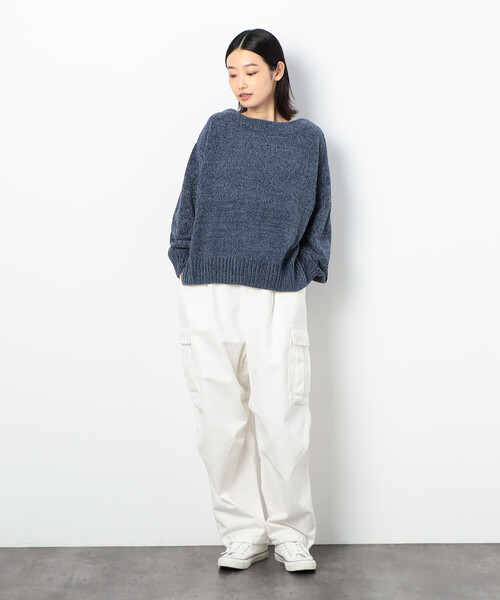 Purple&Yellow(パープルアンドイエロー)の「コットンツイル ワイドカーゴパンツ(カーゴパンツ・メンズ・サックスブルー/カーキ/ホワイト/ブラウン・X-SMALL/SMALL/MEDIUM/LARGE)」の9枚目の写真