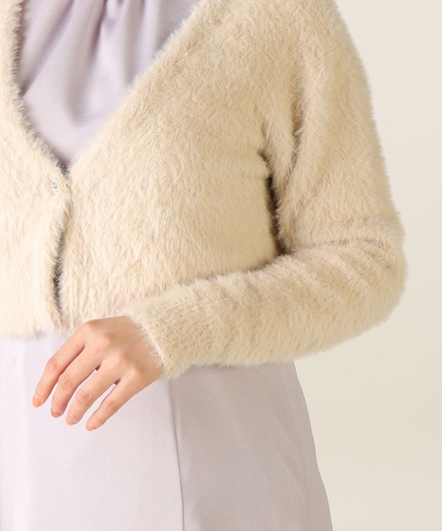 LAISSE PASSE（レッセパッセ）の「《お呼ばれドレス》シャギーニットボレロ（カーディガン/ボレロ・レディース・ブラック/ベージュ・MEDIUM）」の12枚目の写真