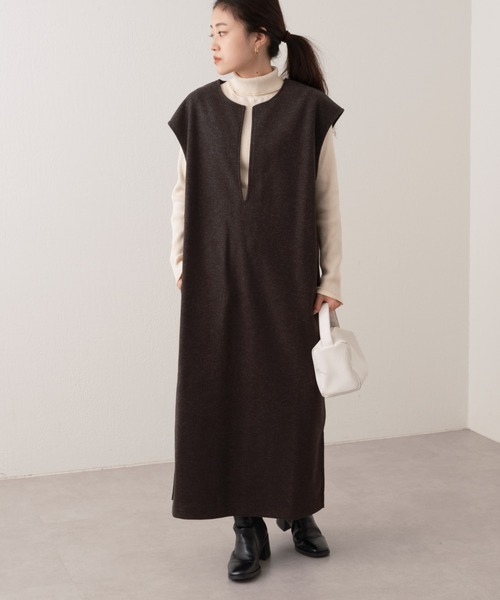 CIAOPANIC TYPY(チャオパニックティピー)の「メルトンセットワンピース(ワンピース・レディース・チャコールグレー/グレー/アイボリー・ONE SIZE)」の5枚目の写真