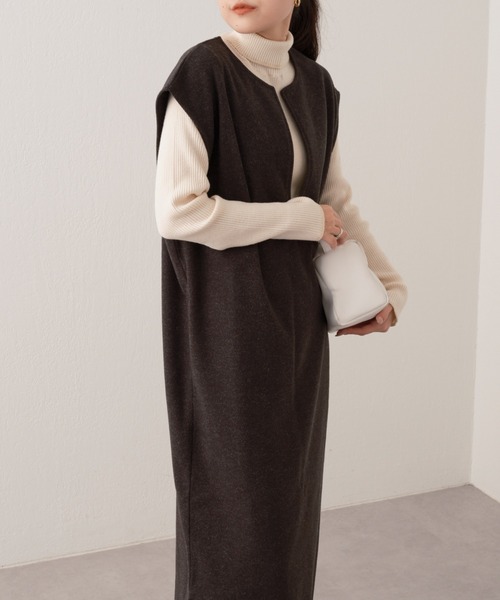 CIAOPANIC TYPY(チャオパニックティピー)の「メルトンセットワンピース(ワンピース・レディース・チャコールグレー/グレー/アイボリー・ONE SIZE)」の6枚目の写真