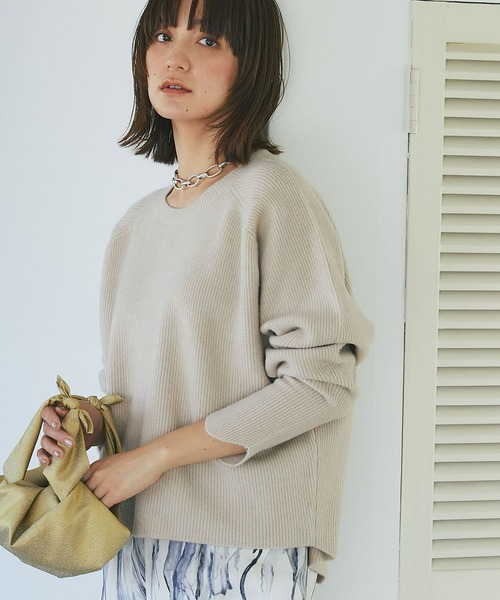 RIVE DROITE（リヴドロワ）の「COLORFULアームウオームニット（ニット/セーター・レディース・サックスブルー/アイボリー/バイオレット/ライトグレー/グリーン/ベージュ/イエロー・FREE）」の5枚目の写真