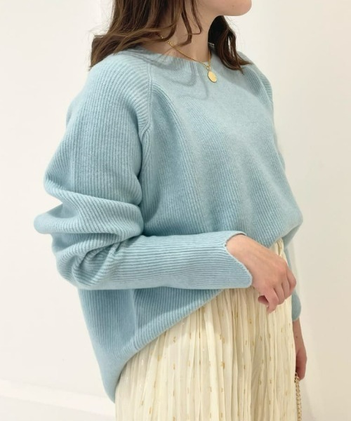 RIVE DROITE（リヴドロワ）の「COLORFULアームウオームニット（ニット/セーター・レディース・サックスブルー/アイボリー/バイオレット/ライトグレー/グリーン/ベージュ/イエロー・FREE）」の6枚目の写真