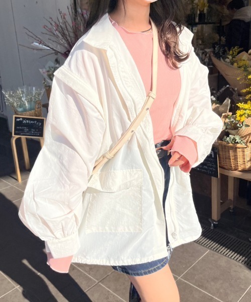 nemne store(ネンネストア)の「【低身長用サイズあり】2way袖取り外しナイロンブルゾン(ブルゾン・レディース・カーキ/ブラック/オフホワイト・SMALL/MEDIUM)」の6枚目の写真
