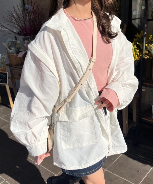 nemne store(ネンネストア)の「【低身長用サイズあり】2way袖取り外しナイロンブルゾン(ブルゾン・レディース・カーキ/ブラック/オフホワイト・SMALL/MEDIUM)」の7枚目の写真