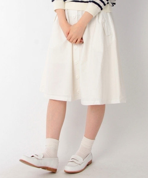 THE EMPORIUM（ジエンポリアム）の「前ボタンミディスカート（スカート・レディース・ホワイト/ベージュ/ブルー/ブルー系1・38）」の5枚目の写真