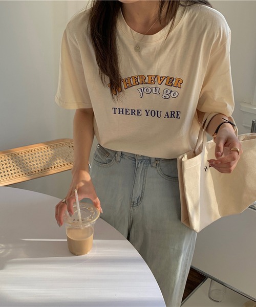 LYEON（リヨン）の「ロゴTシャツ（Tシャツ/カットソー・レディース・ホワイト/ベージュ/グリーン・FREE）」の2枚目の写真