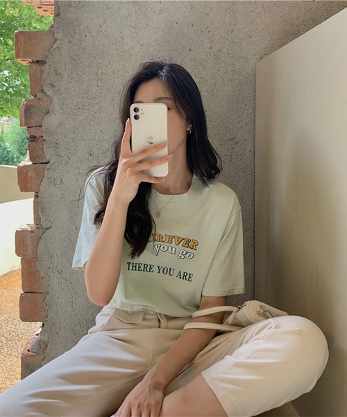 LYEON（リヨン）の「ロゴTシャツ（Tシャツ/カットソー・レディース・ホワイト/ベージュ/グリーン・FREE）」の5枚目の写真