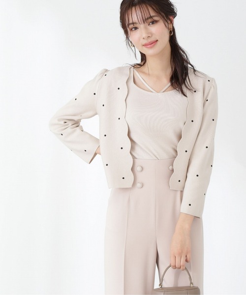 PROPORTION BODY DRESSING（プロポーションボディドレッシング）の「スカラドットカーディガン / 1213174300（カーディガン/ボレロ・レディース・ベージュ/ブラック・SMALL/MEDIUM）」の2枚目の写真