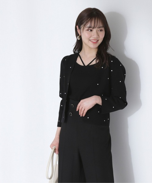 PROPORTION BODY DRESSING（プロポーションボディドレッシング）の「スカラドットカーディガン / 1213174300（カーディガン/ボレロ・レディース・ベージュ/ブラック・SMALL/MEDIUM）」の4枚目の写真