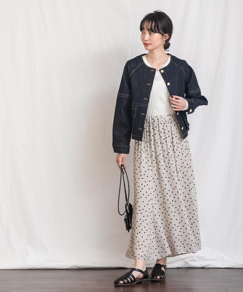 Gready Brilliant(グレディブリリアン)の「強撚割織度ドットマーメイドスカート(スカート・レディース・チャコールグレー/アイボリー・38)」の3枚目の写真