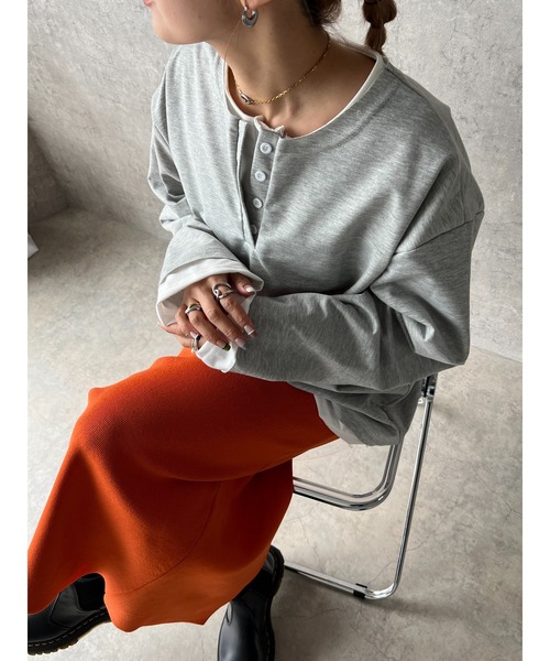 owndaily（オンデイリー）の「2wayストレッチタイトスカート（スカート・レディース・オレンジ/ブラック/グリーン/アイボリー/パープル・FREE）」の22枚目の写真