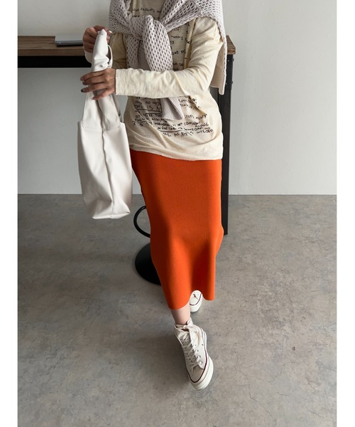 owndaily（オンデイリー）の「2wayストレッチタイトスカート（スカート・レディース・オレンジ/ブラック/グリーン/アイボリー/パープル・FREE）」の21枚目の写真