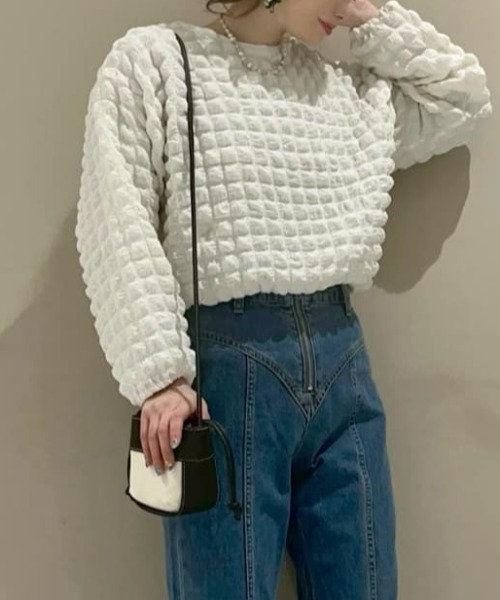 Sugar spoon（シュガースプーン）の「・SUGAR SPOON ポップコーンプルオーバー（Tシャツ/カットソー・レディース・ブルーグリーン/アイボリー/ブラック・FREE）」の2枚目の写真