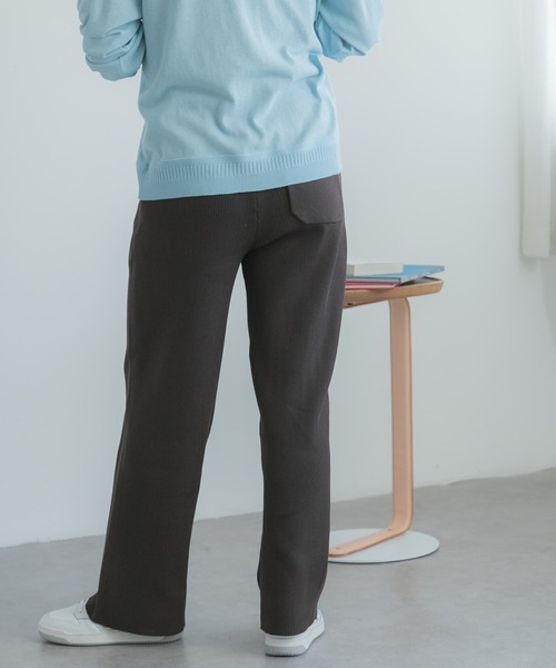 FORK&SPOON(フォークアンドスプーン)の「FORK&SPOON リブニットパンツ(その他パンツ・レディース・アイボリー/ブラウン系その他/ブラック・2/1)」の4枚目の写真
