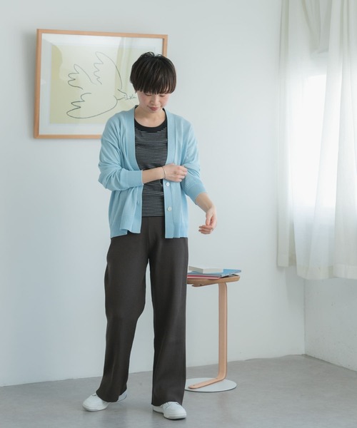 FORK&SPOON(フォークアンドスプーン)の「FORK&SPOON リブニットパンツ(その他パンツ・レディース・アイボリー/ブラウン系その他/ブラック・2/1)」の6枚目の写真